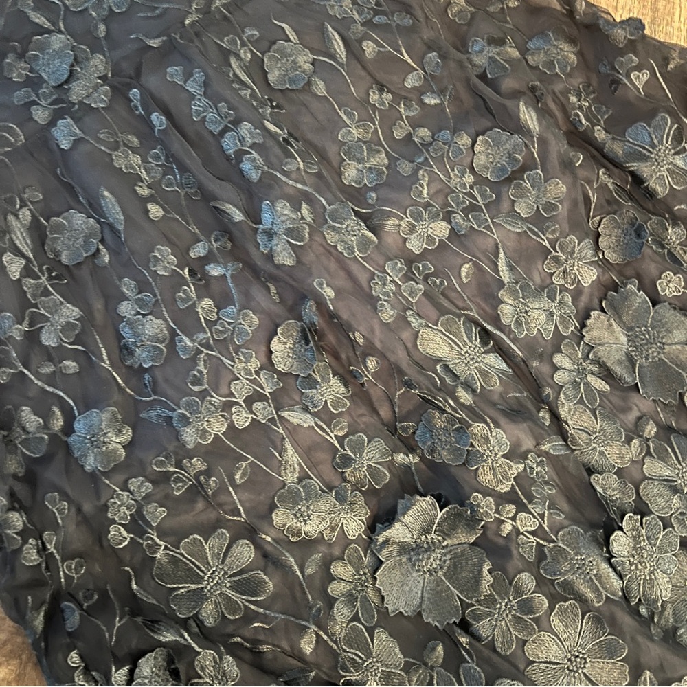 Dalia MacPhee Black 3D Floral Appliqué Overlay Party Dress XL - Picture 7 of 14